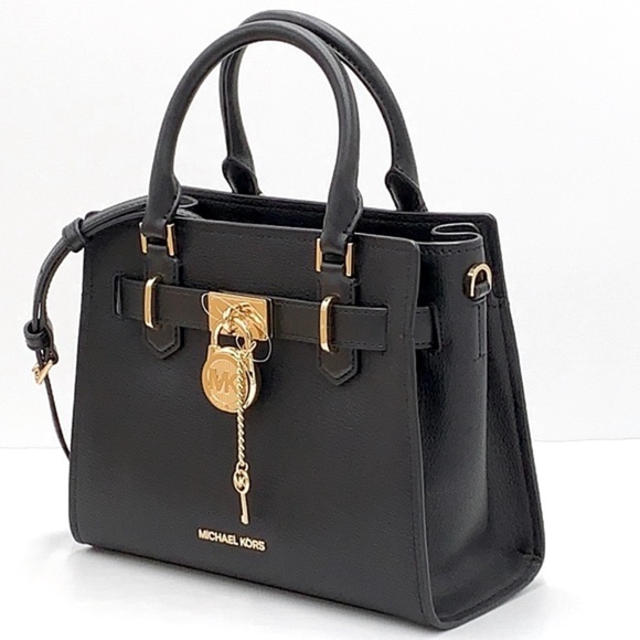 Michael Kors Hamilton Small Satchel Shoulder Crossbody Bag Black color NWT - Picture 2 of 15